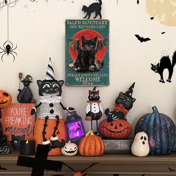 NWT SALEM Sanctuary for Wayward Cats 8x12 Tin Halloween Decor Sign - Picture 2 of 5